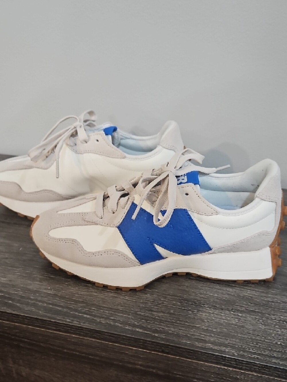 New Balance White, Blue & Beige Retro Runner Sneakers - Picture 5 of 5